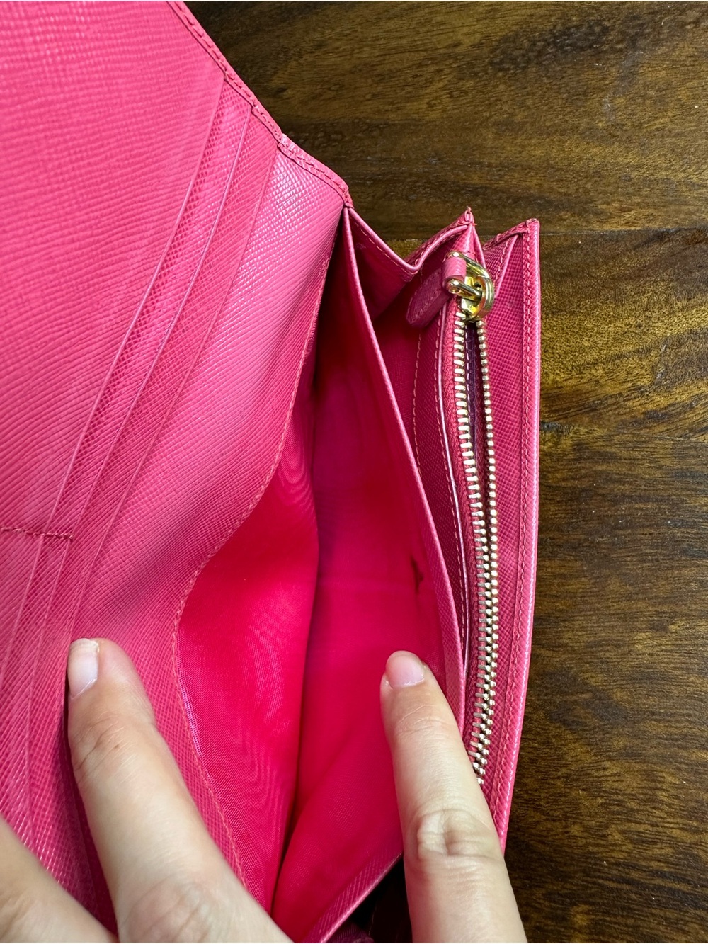 Authentic pre-loved Prada Hot Pink Saffiano Leather Continental Wallet - Picture 12 of 16